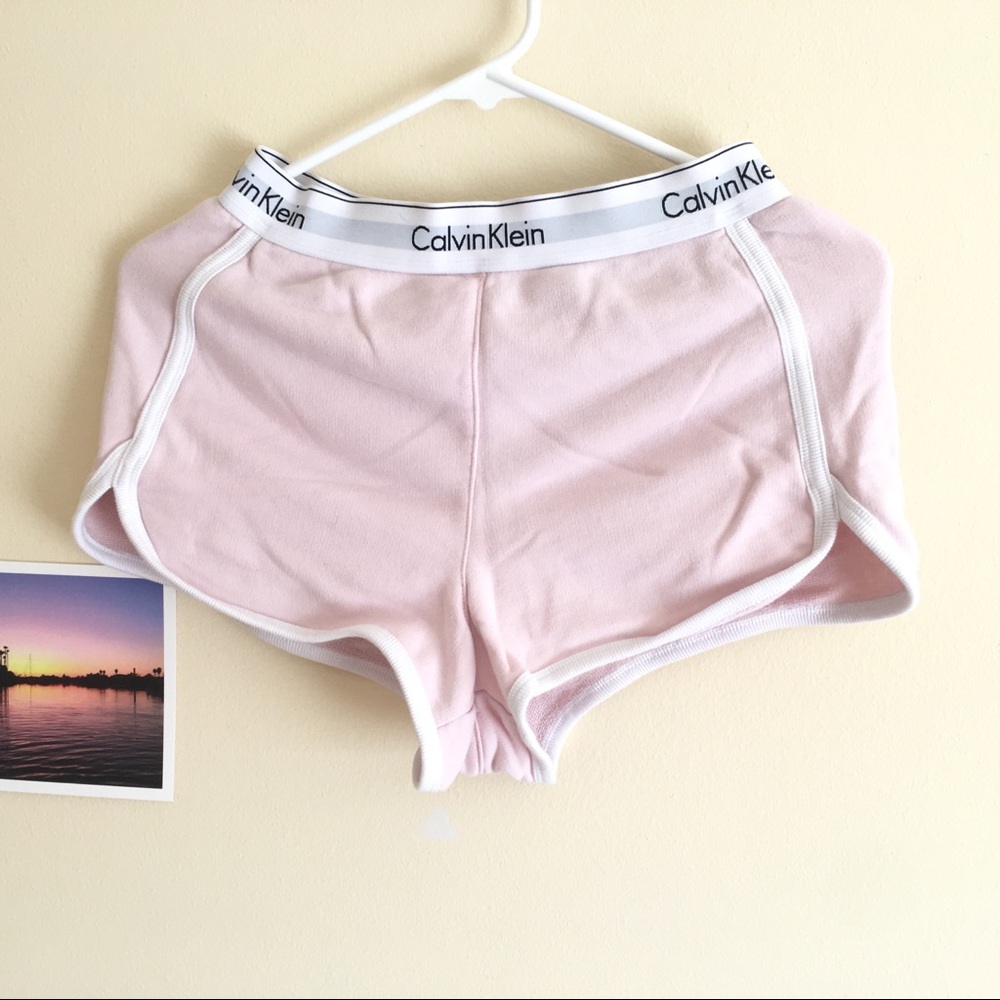 Pink Calvin Klein logo shorts